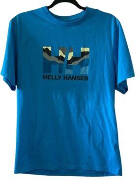 Helly Hansen Bright Blue Graphic Logo Tee with Multi-Color Print
